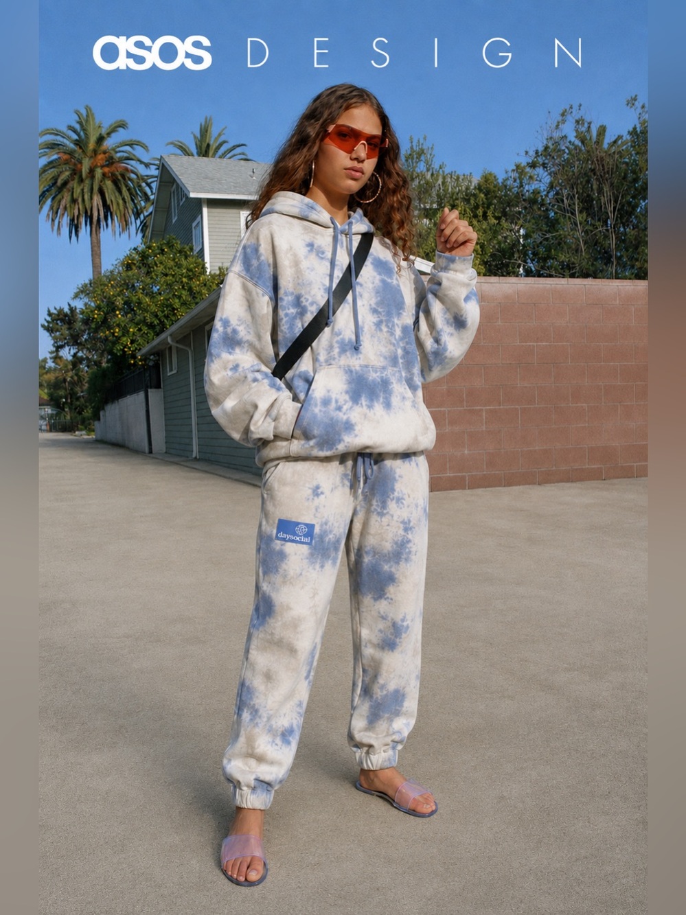 ASOS Design Daysocial Blue Cloud Tie-Dye 100% Cotton Jogger Set Sz XL